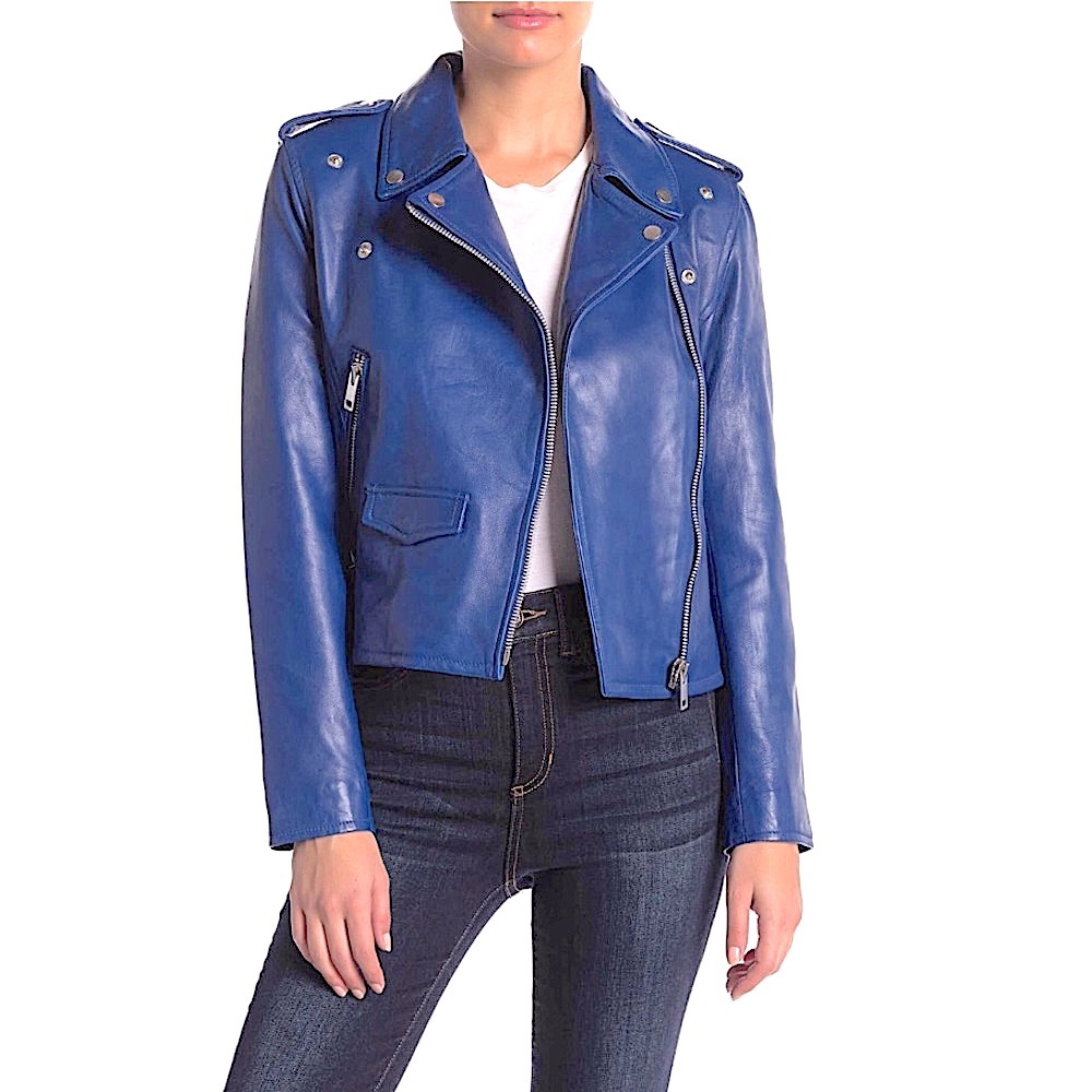 WALTER BAKER “LIZ” COBALT BLUE LEATHER JACKET XS
